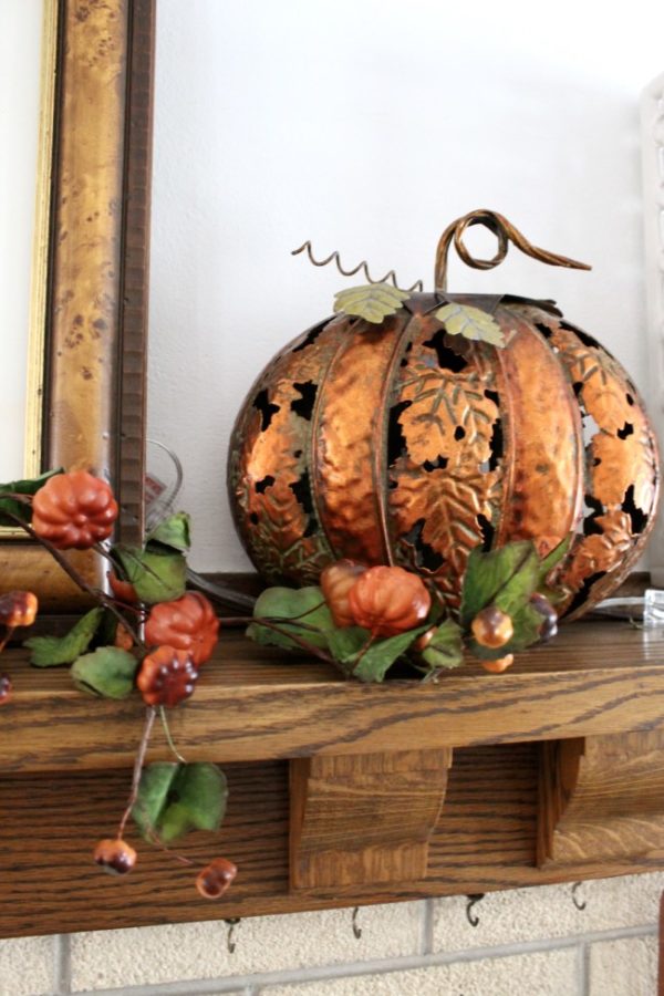 closeup of copper pumpkin