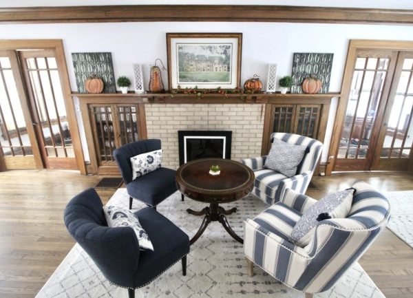 view of my living room with four chairs surrounding a table