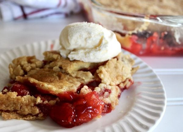 cherry cobbler with ice cream