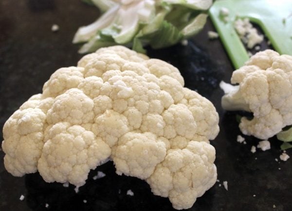 a big piece of white fresh cauliflower