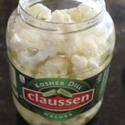 pickle jar full of pieces of raw cauliflower