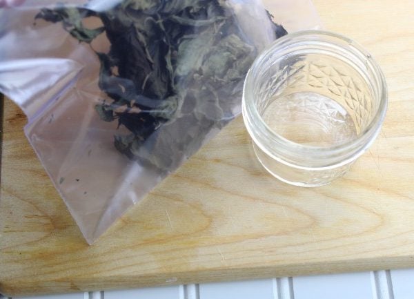 dried basil leaves in a bag