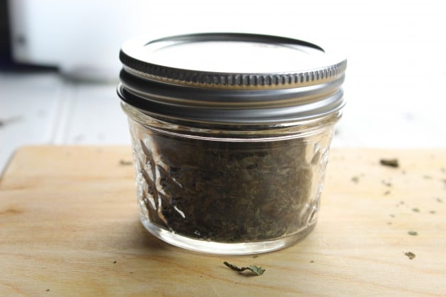 dried basil in a jar