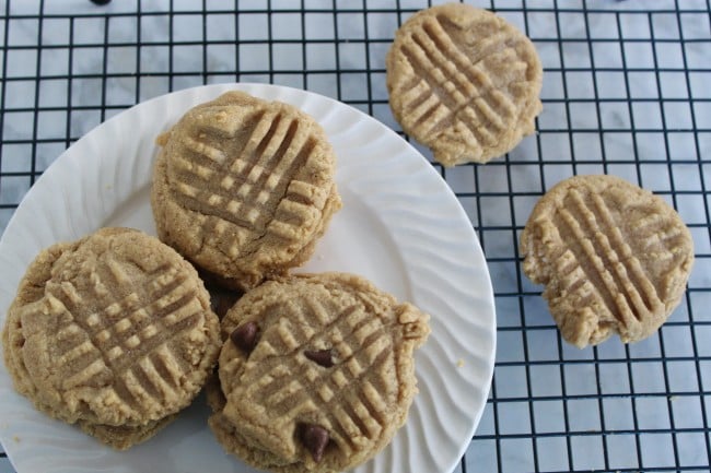 peanut butter cookies on a white plate