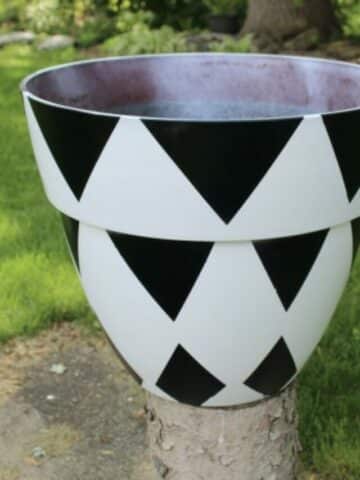 black and white triangle painted planter