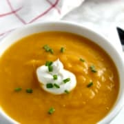 butternut squash soup with leeks.