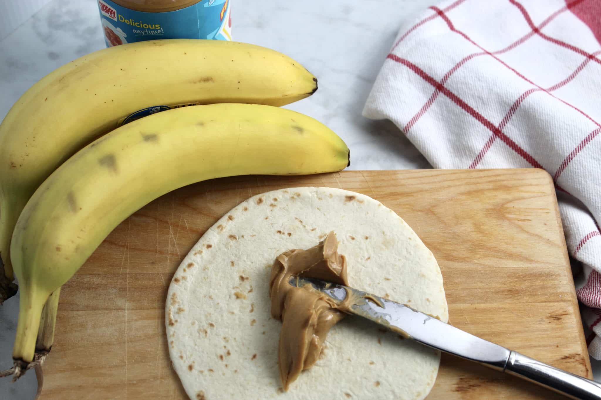 peanut butter and banana roll ups