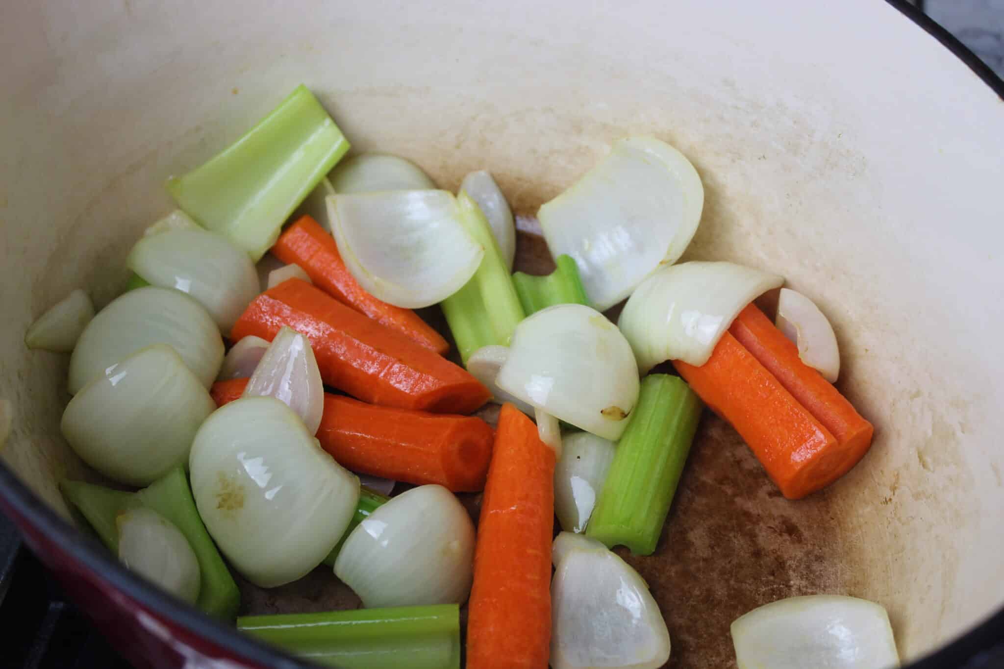 sauteing veggies for chicken soup stock