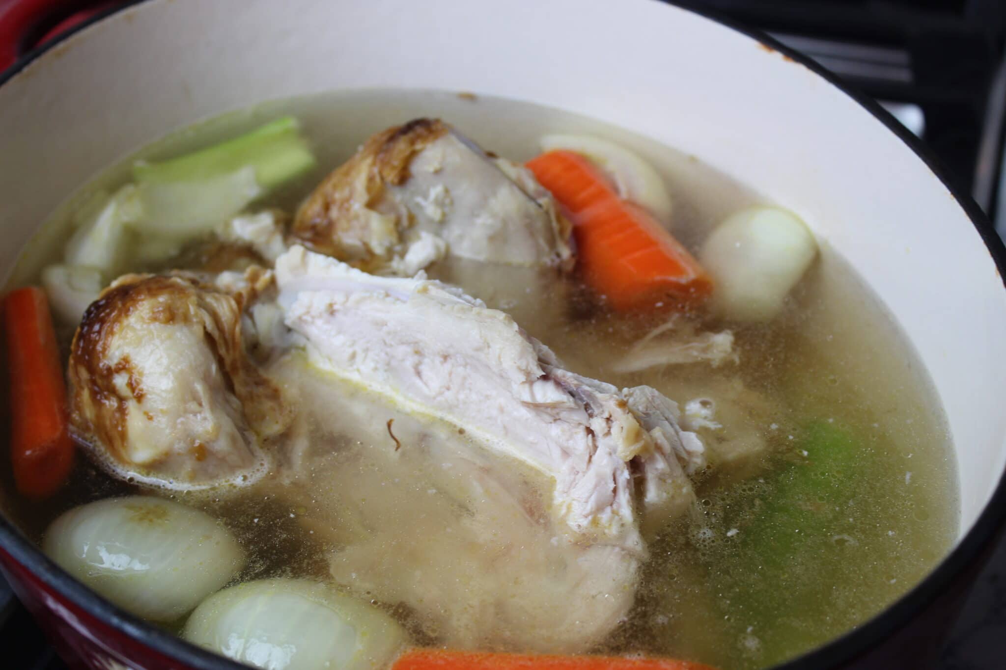 chicken in the pot for chicken soup