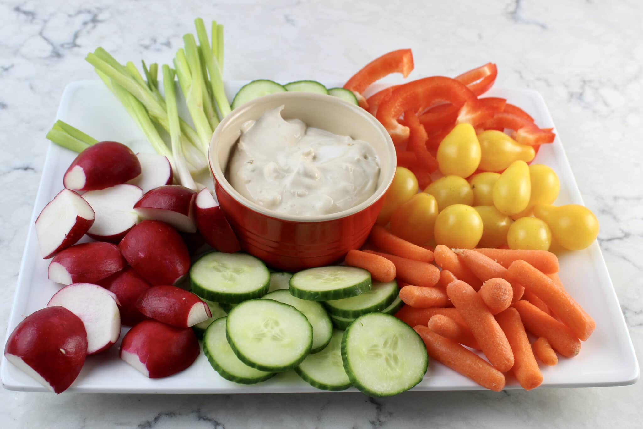 veggie dip with fresh cut veggies