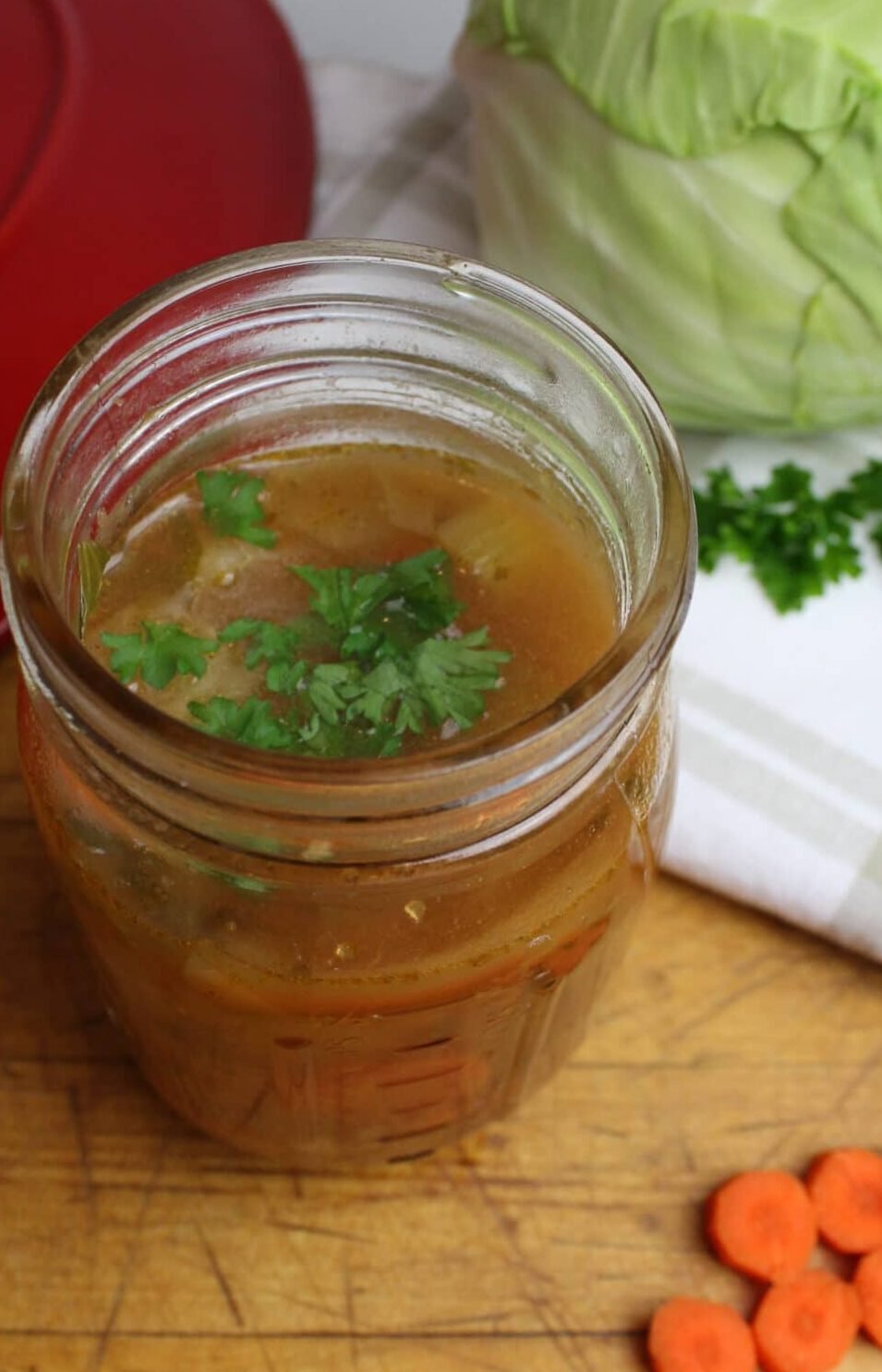 cabbage soup in a mason jar