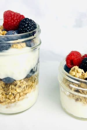 small and large yogurt parfait with berries