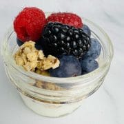 small yogurt parfait with berries