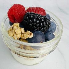 small yogurt parfait with berries