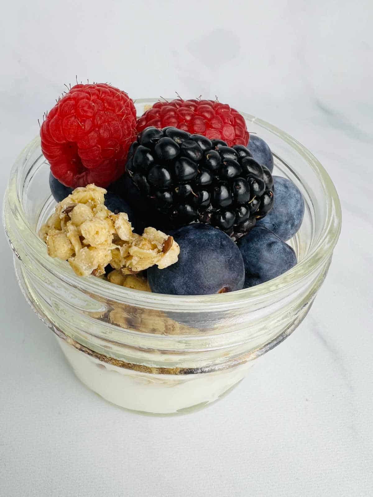 small yogurt parfait with berries