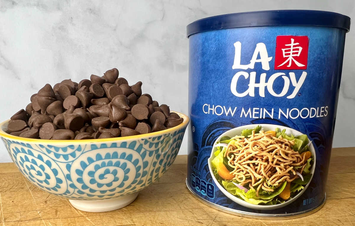 chocolate and chow mein noodles