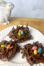 chocolate covered chow mein shaped in a nest