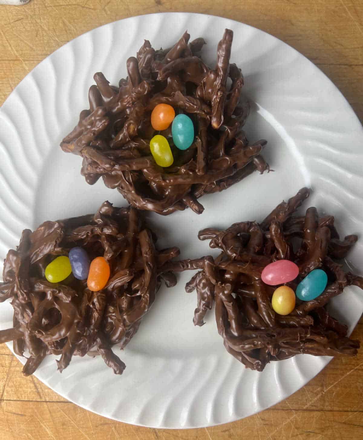 chocolate nest with jelly beans as eggs