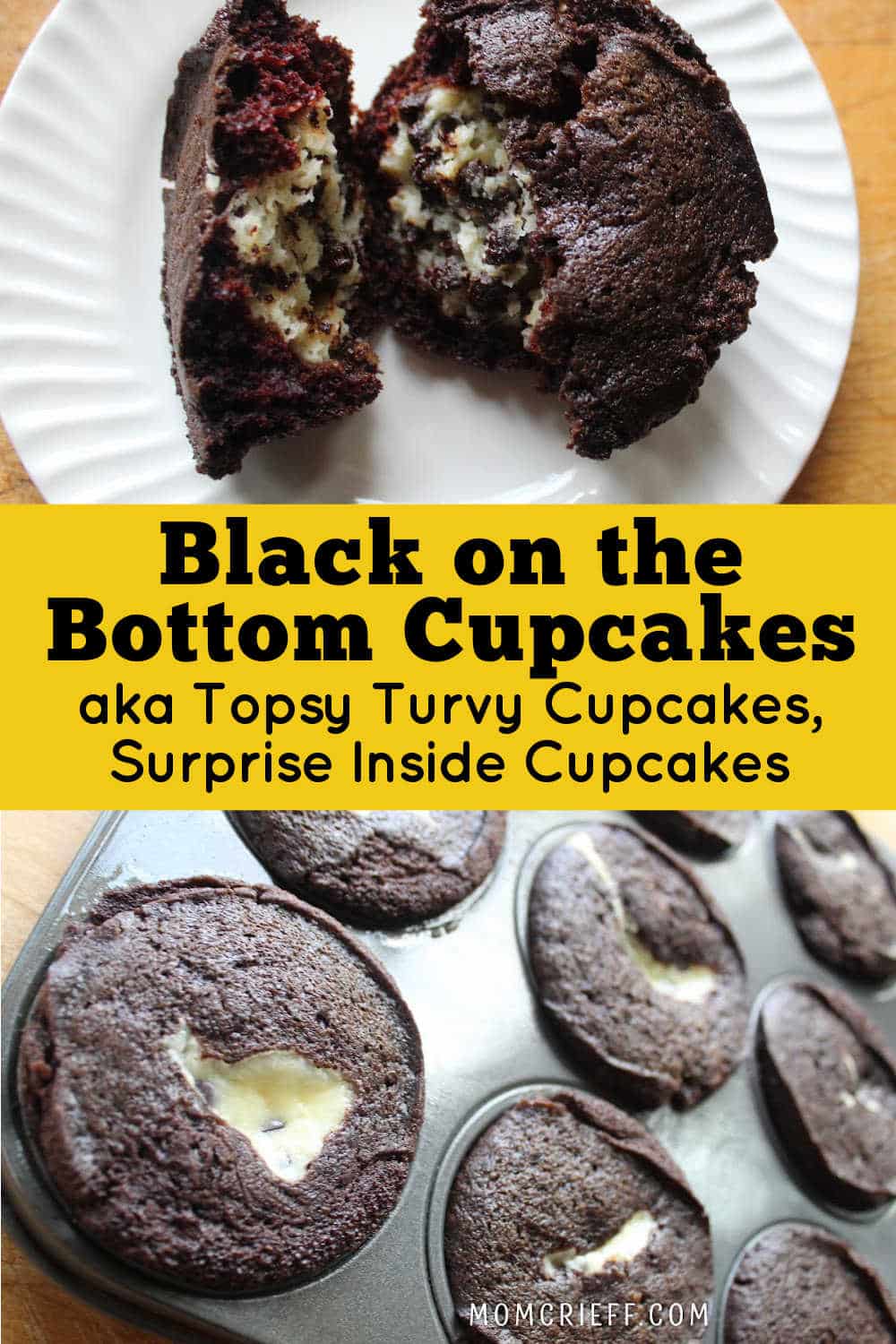 black on the bottom cupcakes, including a close up view