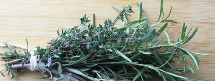 herb bundle with rosemary and thyme