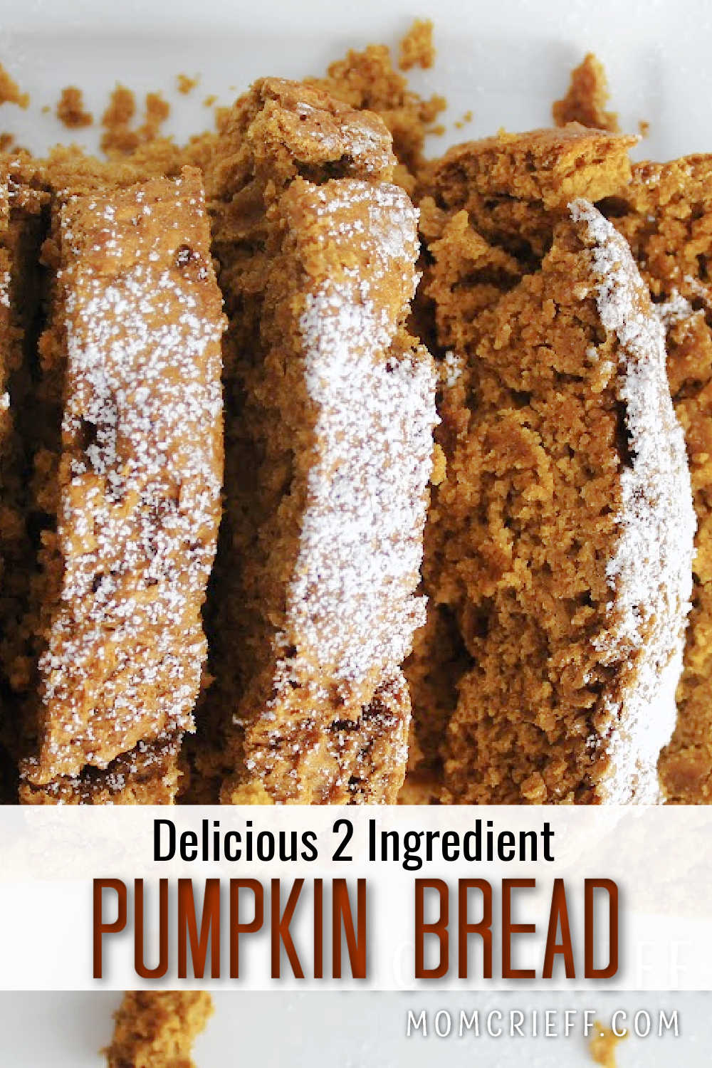 closeup of three slices of pumpkin bread