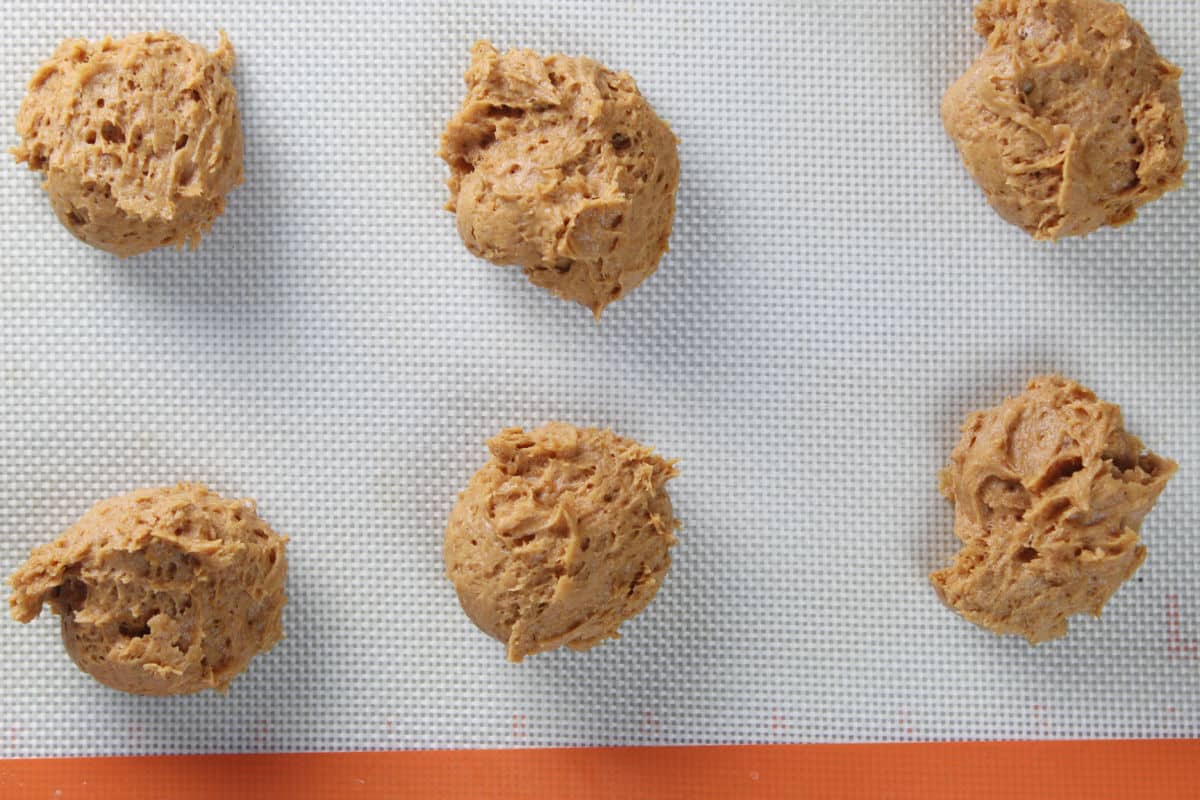 portioned cookie dough for two ingredient pumpkin cookies.