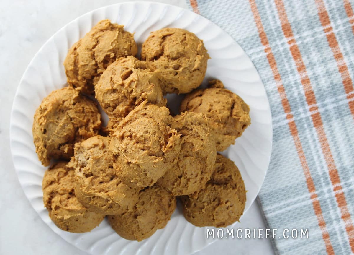 pumpkin quickies cookies on a white plate