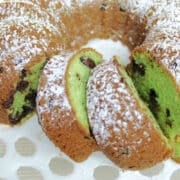 slices of pistachio bundt cake