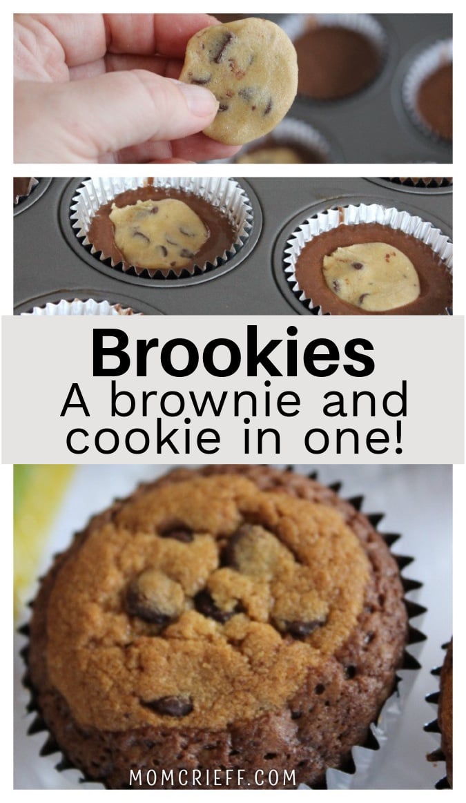 Brownies with a cookie baked on top in muffin tin.