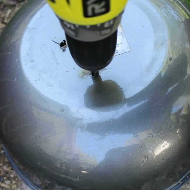 a drill used to make holes in the plastic bowl