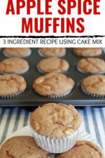 apple muffins on a plate and then the muffin tin with remaining muffins are behind them.
