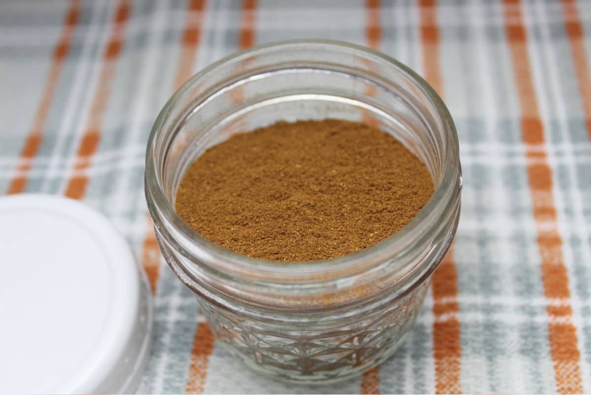 pumpkin spice mix in a small mason jar.