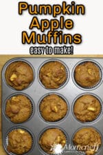 pumpkin apple muffins with a text overlay stating the pumpkin apple muffins are easy to make.