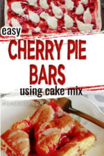 Cherry pie bars with one image showing a process shot, the second image a square cherry pie bar.