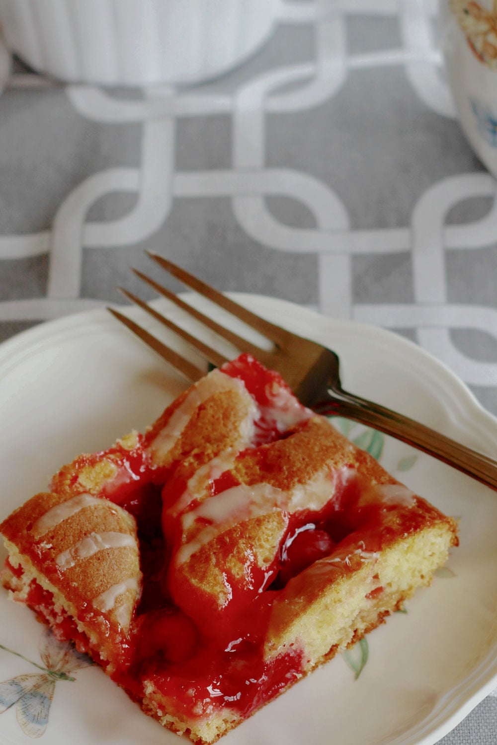 cherry pie bar on a white plate
