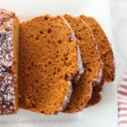 sliced 3 ingredient pumpkin bread