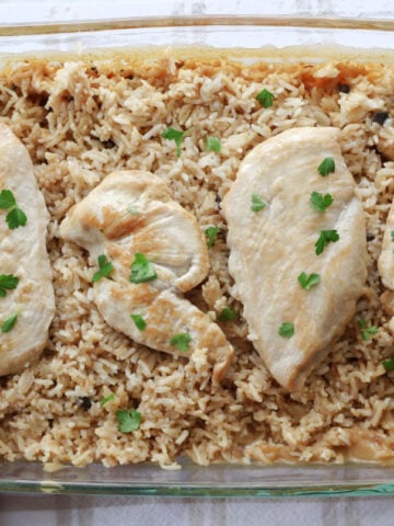 No peek chicken and rice casserole.