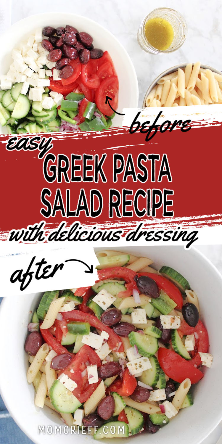 Easy Greek Pasta Salad with Dressing - Momcrieff