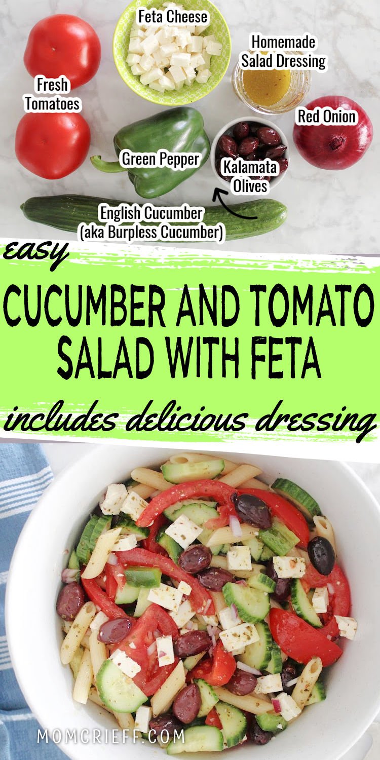 Fresh salad with cucumbers, tomatoes, onions, olives and feta cheese.