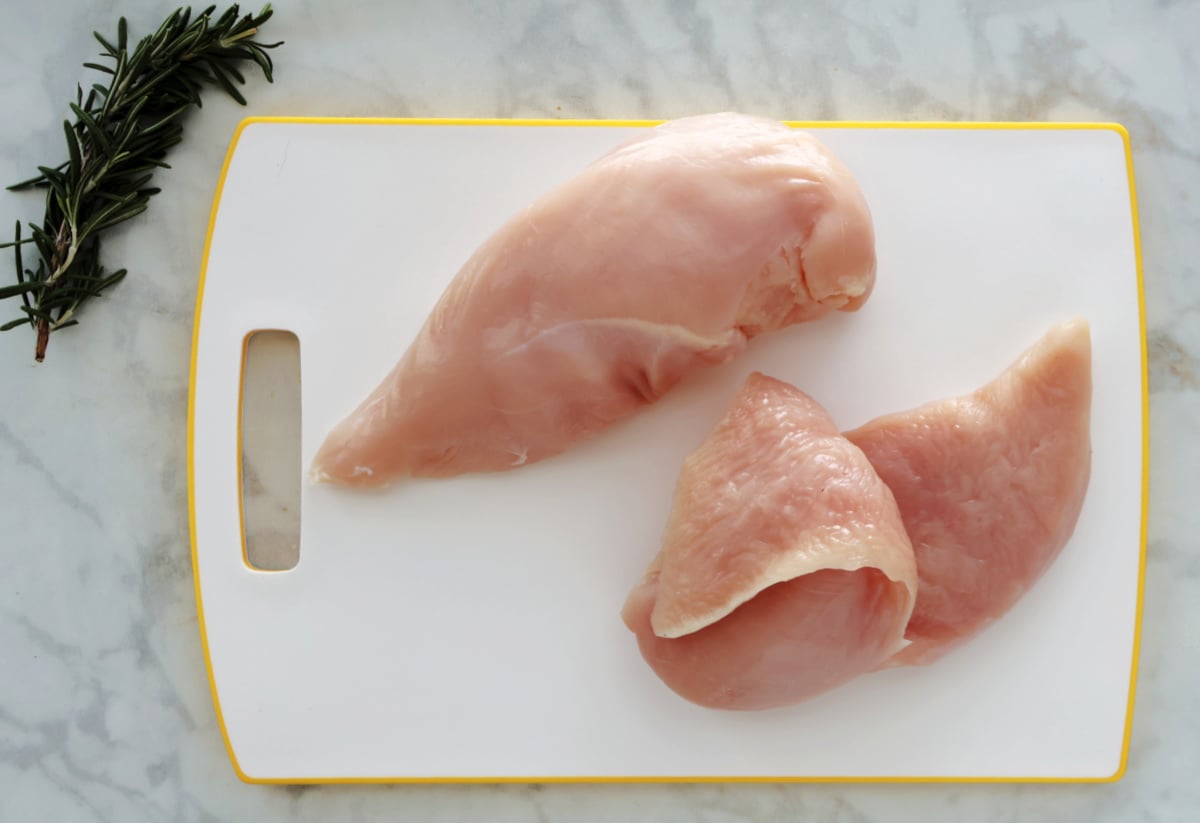 How to cut the chicken breasts.