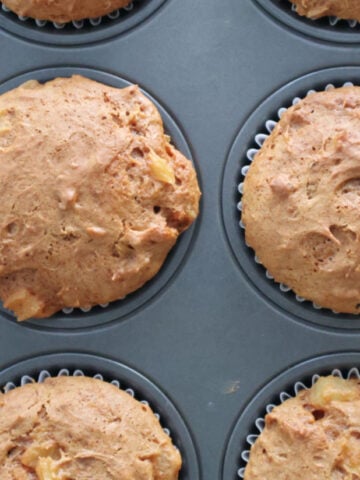 carrot cake muffins in muffin tin.