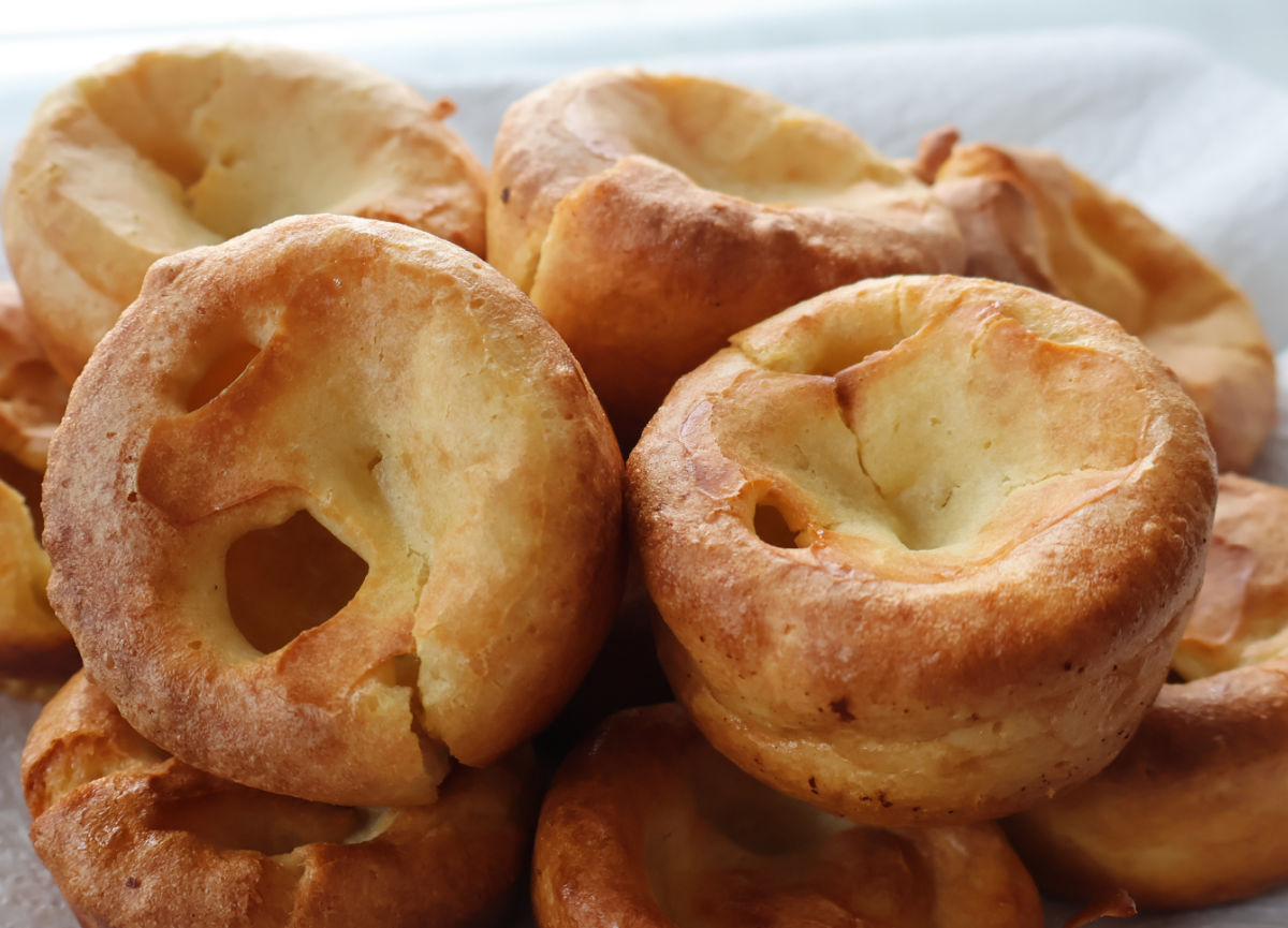 Yorkshire puddings on a plate.