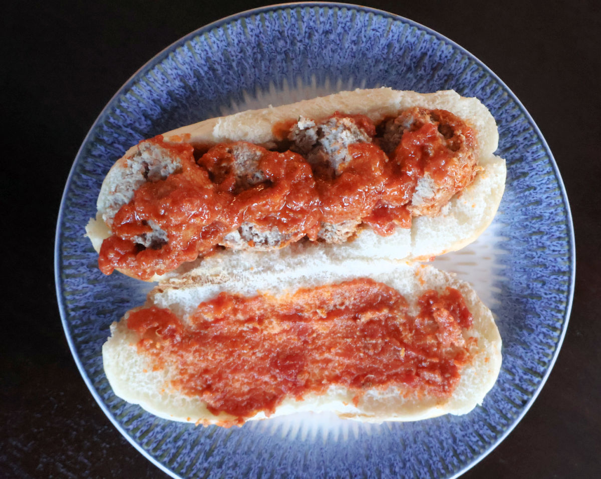 meatball sub prior to cheese being added