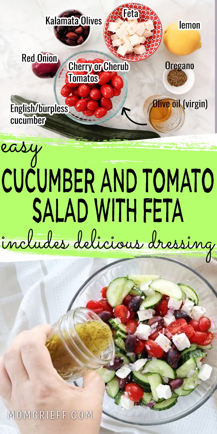 Vibrant Greek-style salad featuring diced vegetables and feta, tossed together in a simple lemon and olive oil vinaigrette.
