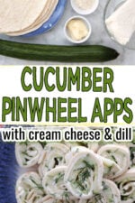 Tortilla roll ups filled with cucumber slices and ranch cream cheese, sliced into pinwheels and served cold.