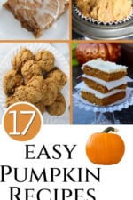 collage of pumpkin desserts including pumpkin donuts, pumkin nutella muffins, 2 Ingredient pumpkin muffins.
