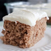 Piece of banana cake with cream cheese icing