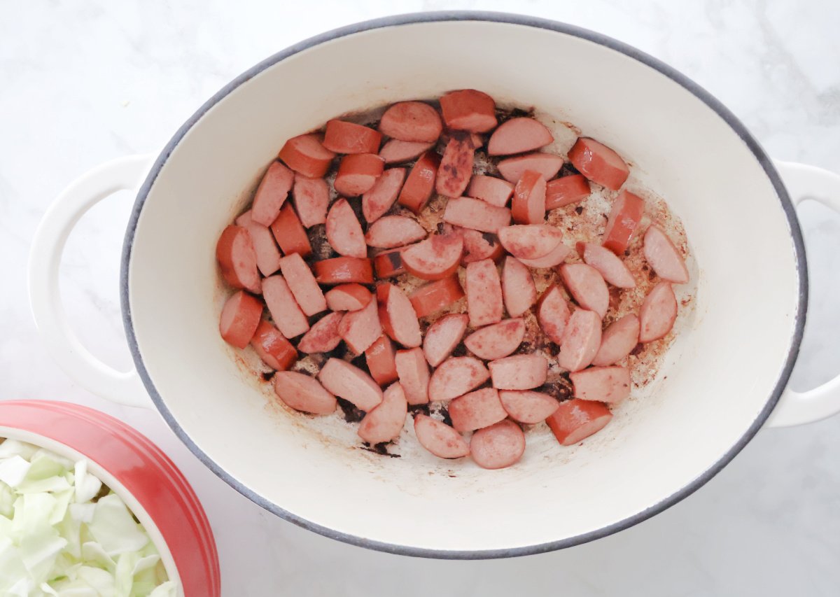 Browned Kielbasa for smothered cabbage