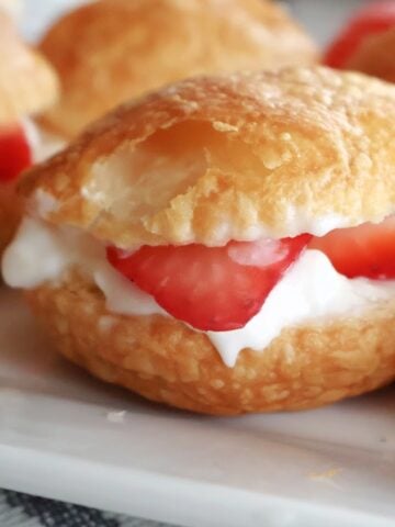 close up of strawberry cream puffs