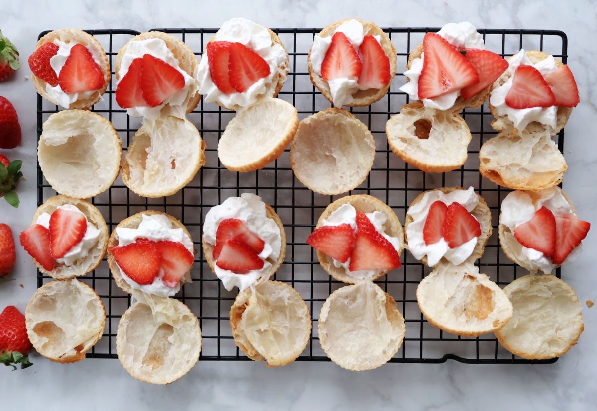 open strawberry cream puffs